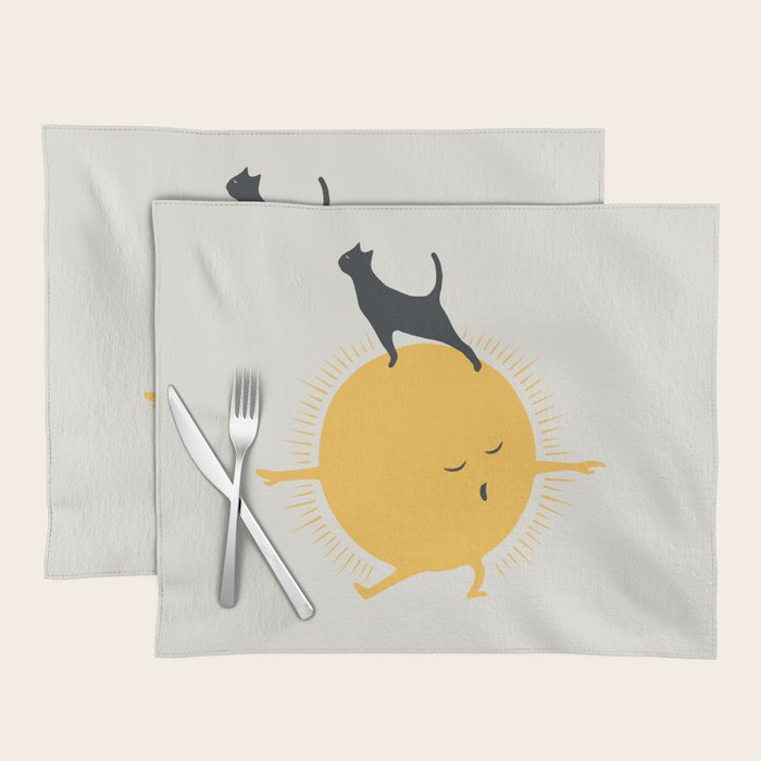 Good Meowâing 9 yoga warrior II Placemat Gallery Image 1