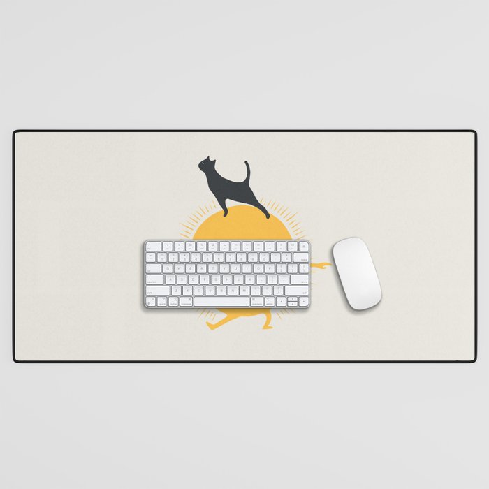Good Meowâing 9 yoga warrior II Desk Mat Gallery Image 1