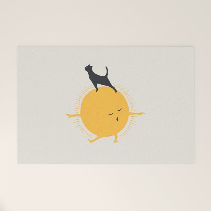 Good Meowâing 9 yoga warrior II Welcome Mat Gallery Image 1