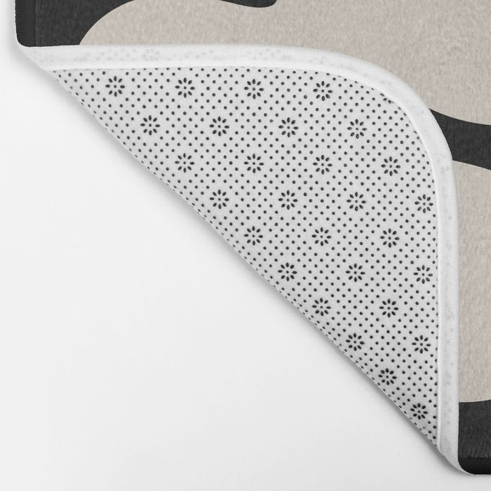 Mid Century Modern Organic Shapes 352 Black and Linen White Bath Mat Gallery Image 2