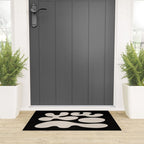 Mid Century Modern Organic Shapes 352 Black and Linen White Welcome Mat Gallery Image 3