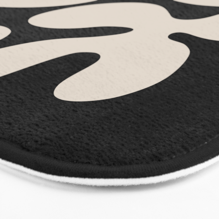 Mid Century Modern Organic Shapes 352 Black and Linen White Bath Mat Gallery Image 3