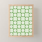 Retro Flower Checker in Forest Green Mini Art Print Gallery Image 1