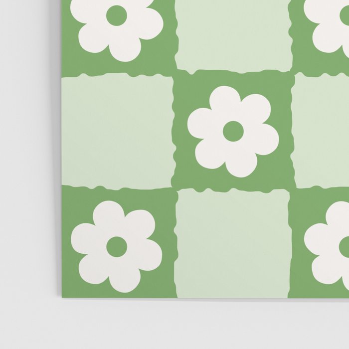 Retro Flower Checker in Forest Green Poster Gallery Image 3