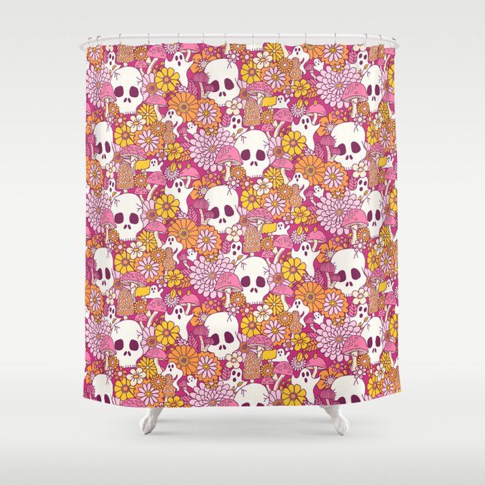 Spooky Mushroom Garden - Fuchsia Shower Curtain Gallery Image 1