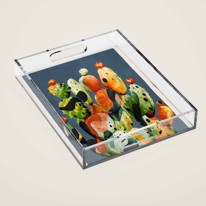 Abstract Modern Cactus 3 Acrylic Tray Gallery Image 1
