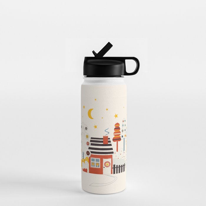 Christmas Winter Hut Illustration Water Bottle Gallery Image 1