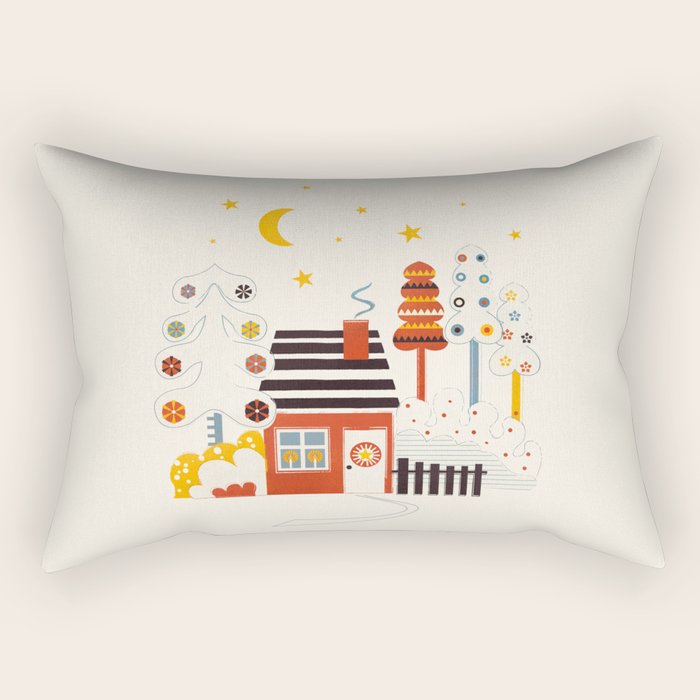 Christmas Winter Hut Illustration Rectangular Pillow Gallery Image 2