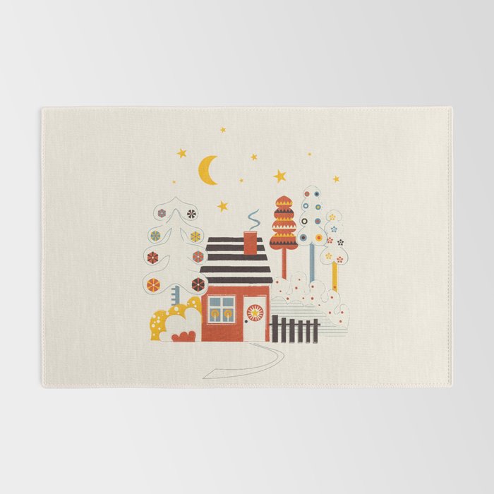 Christmas Winter Hut Illustration Rug Gallery Image 2