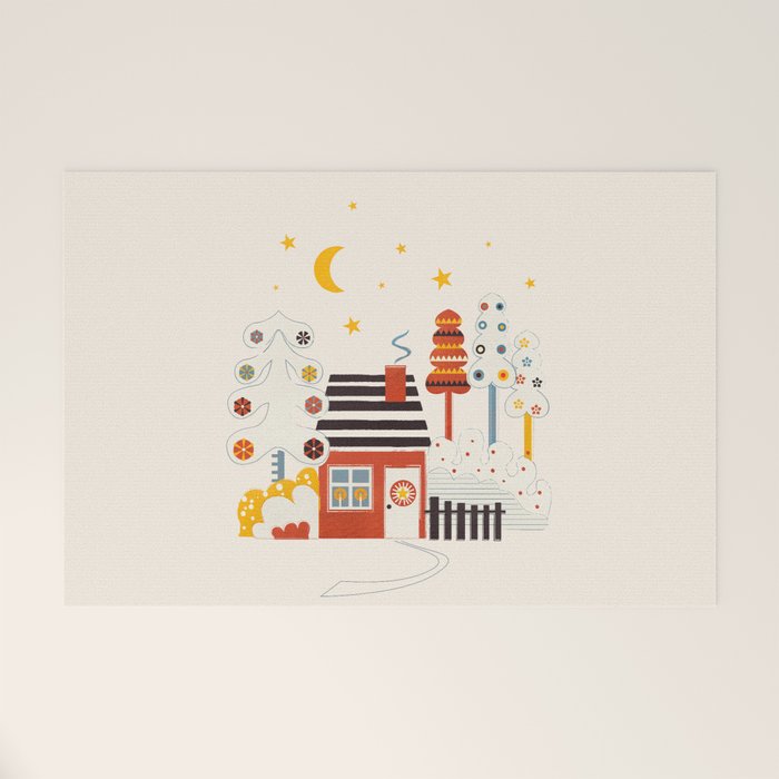 Christmas Winter Hut Illustration Welcome Mat Gallery Image 1