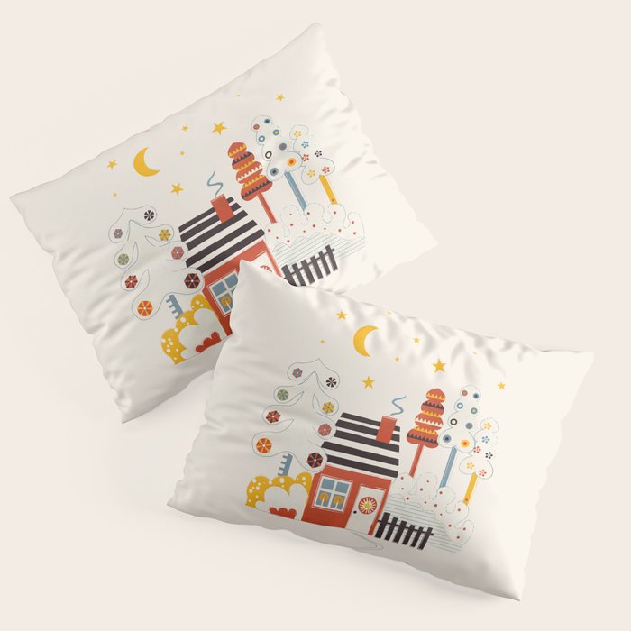 Christmas Winter Hut Illustration Pillow Sham Gallery Image 3