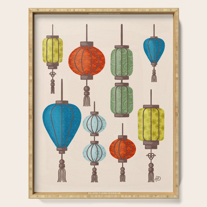 Charming Chinese Lanterns Serving Tray Gallery Image 1