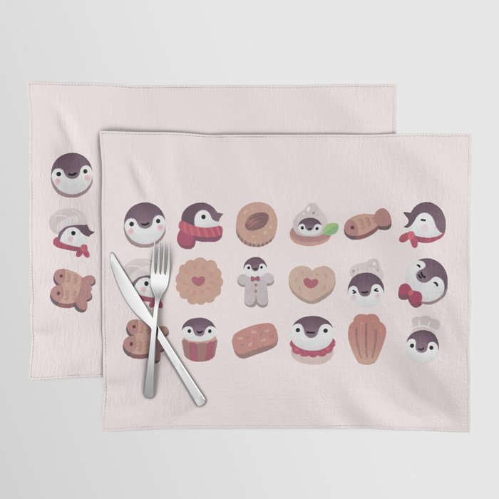 Cookie & cream & penguin - pink pattern Placemat Gallery Image 1