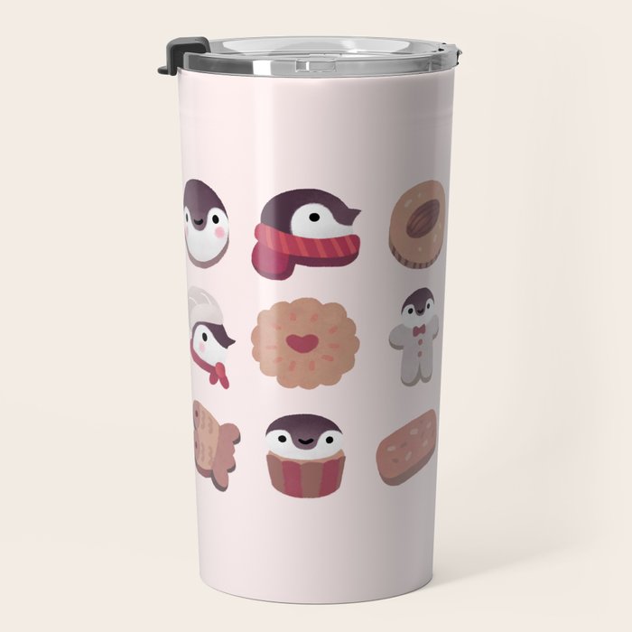 Cookie & cream & penguin - pink pattern Travel Mug Gallery Image 3
