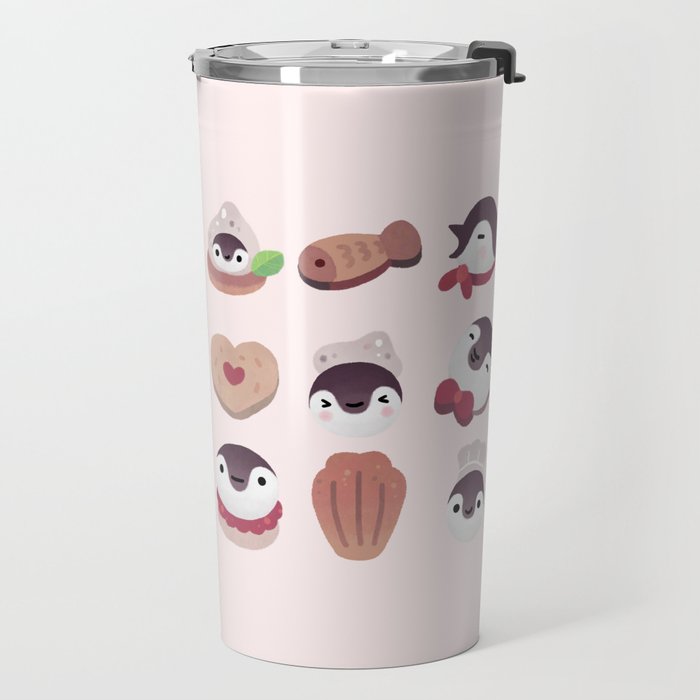 Cookie & cream & penguin - pink pattern Travel Mug Gallery Image 2