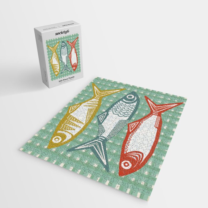 Sardines On Blue - Modern Art Print Jigsaw Puzzle Gallery Image 2