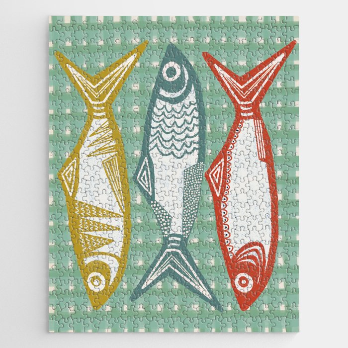 Sardines On Blue - Modern Art Print Jigsaw Puzzle Gallery Image 1