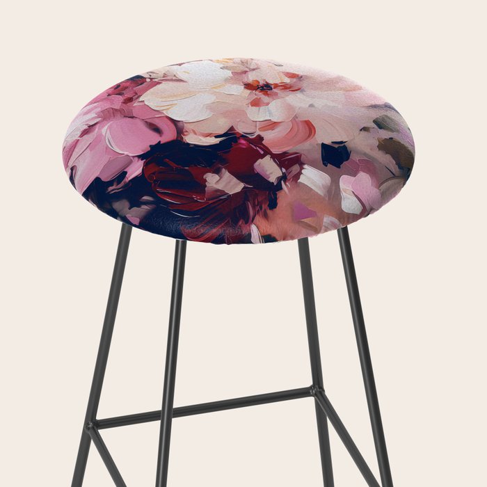 A Splash of Pink and Navy Flowery Art Stool Gallery Image 2