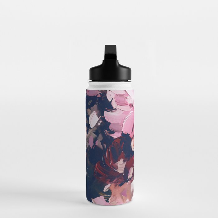 A Splash of Pink and Navy Flowery Art Water Bottle Gallery Image 3