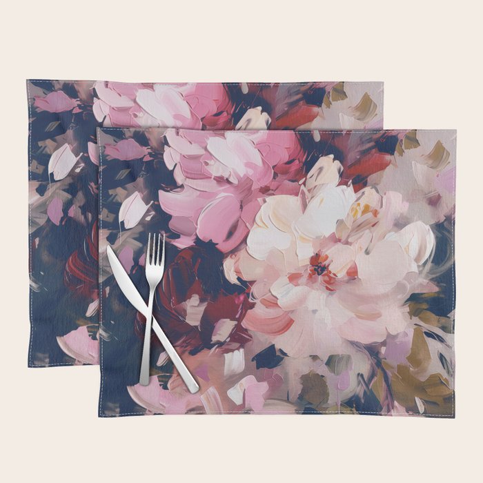 A Splash of Pink and Navy Flowery Art Placemat Gallery Image 1
