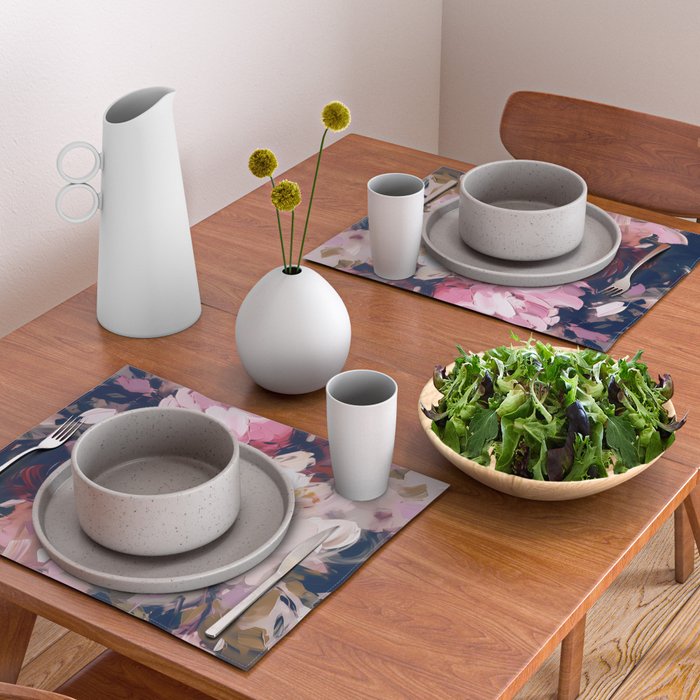 A Splash of Pink and Navy Flowery Art Placemat Gallery Image 2