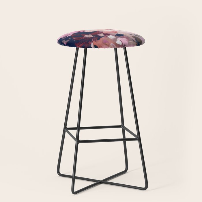 A Splash of Pink and Navy Flowery Art Stool Gallery Image 1