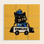 Here comes the cat pawlice Wood Wall Art Gallery Image 1