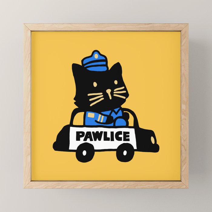 Here comes the cat pawlice Mini Art Print Gallery Image 1