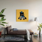 Here comes the cat pawlice Wood Wall Art Gallery Image 2