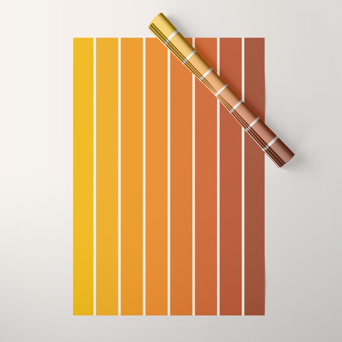 Gradient Arch IX Retro Orange Mid Century Modern Rainbow Wrapping Paper Gallery Image 1