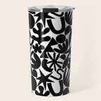 Black and white organic nature art shape pattern Travel Mug Gallery Image 1