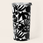 Black and white organic nature art shape pattern Travel Mug Gallery Image 2