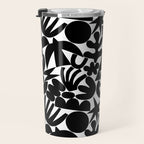Black and white organic nature art shape pattern Travel Mug Gallery Image 3