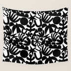 Black and white organic nature art shape pattern Wall Tapestry Gallery Image 4