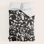 Black and white organic nature art shape pattern Comforter Gallery Image 6