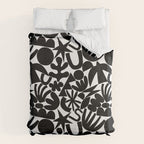 Black and white organic nature art shape pattern Duvet Cover Gallery Image 6