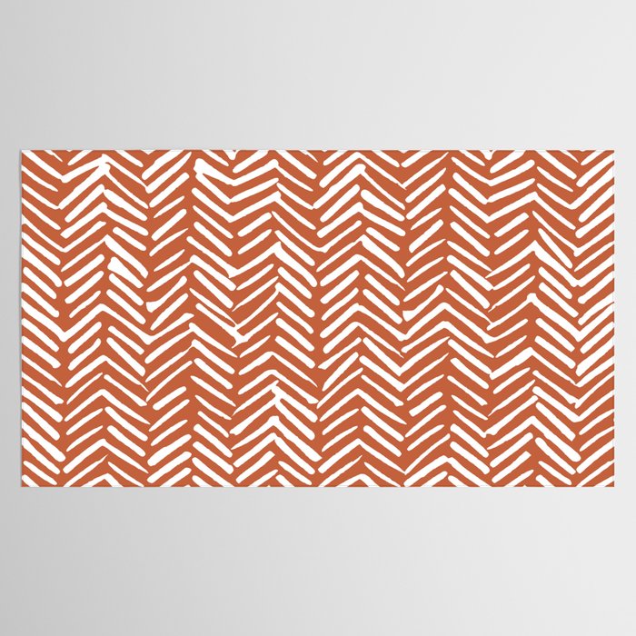 Boho, Abstract, Herringbone, Pattern, Terracotta Tablecloth Gallery Image 2