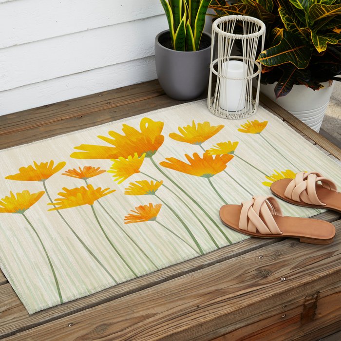 Golden Poppy Field Outdoor Rug Gallery Image 2