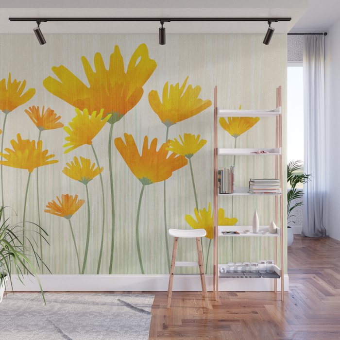 Golden Poppy Field Wall Mural Gallery Image 1