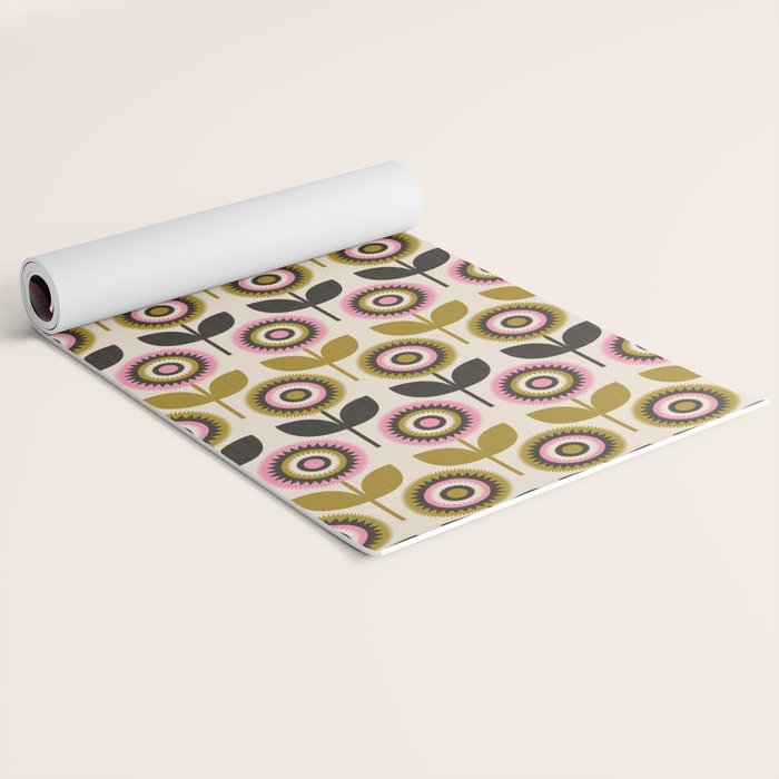 Mid Mod Flowers Yoga Mat Gallery Image 2