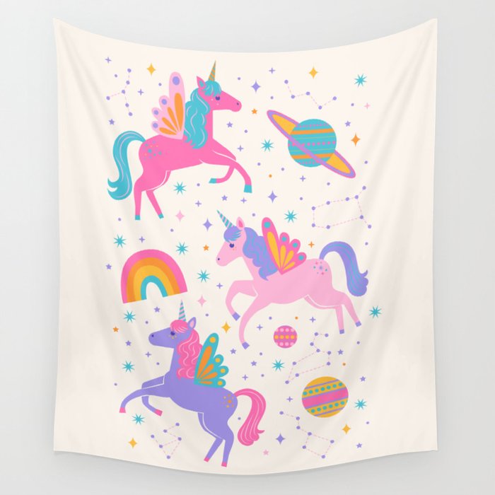 Space Unicorn - Neon Rainbow Wall Tapestry Gallery Image 1