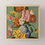 Quirky Abstract Vintage Retro Floral Mini Art Print Gallery Image 1