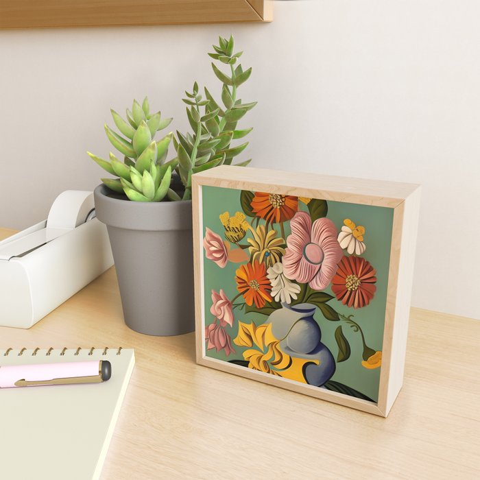 Quirky Abstract Vintage Retro Floral Mini Art Print Gallery Image 2