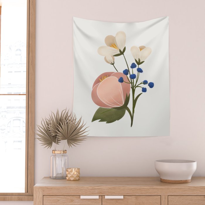 Delicate florals Wall Tapestry Gallery Image 2