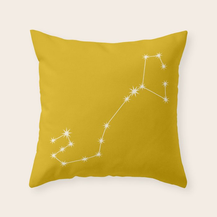 Scorpio Zodiac Star Constellation Line Art Golden Yellow Throw Pillow Gallery Image 6