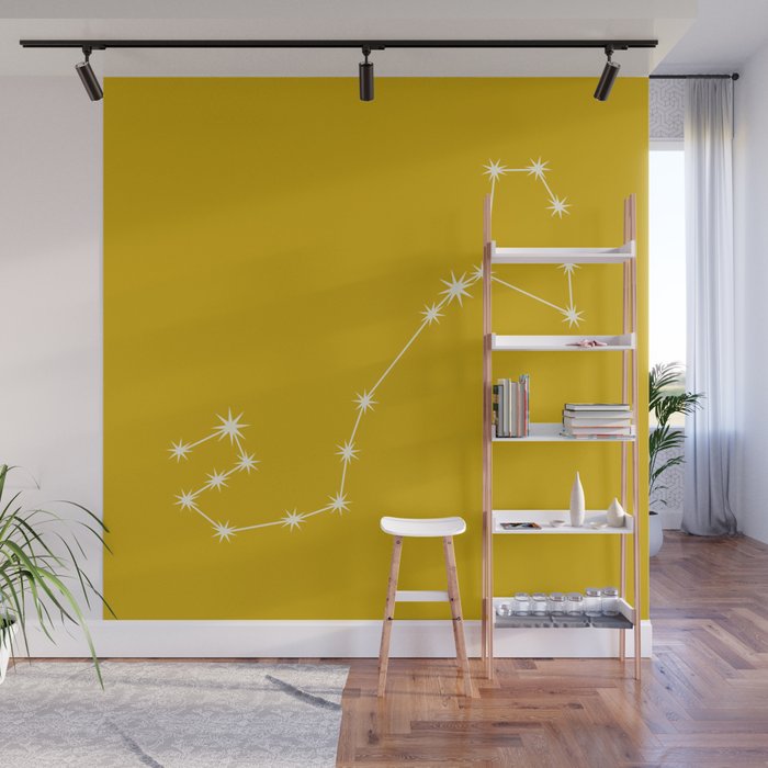 Scorpio Zodiac Star Constellation Line Art Golden Yellow Wall Mural Gallery Image 1