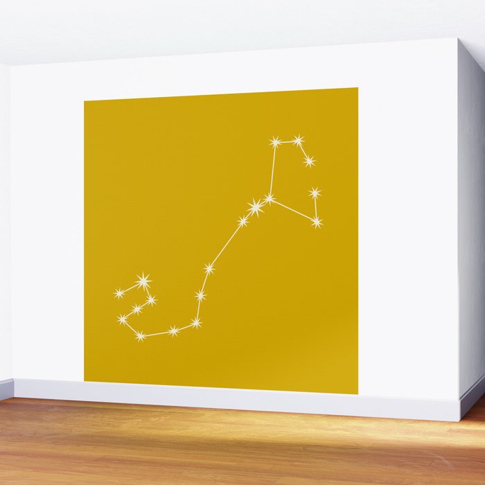 Scorpio Zodiac Star Constellation Line Art Golden Yellow Wall Mural Gallery Image 2