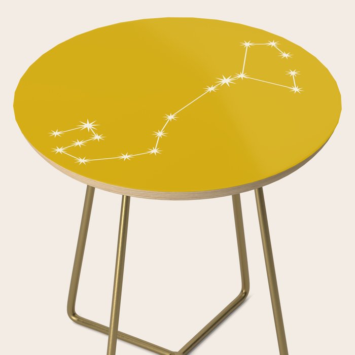 Scorpio Zodiac Star Constellation Line Art Golden Yellow Side Table Gallery Image 2