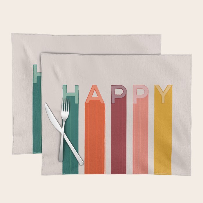 Happy Letters in Retro Colors Placemat Gallery Image 1