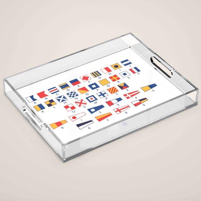 Maritime Nautical Signal Flags Chart - White Acrylic Tray Gallery Image 1